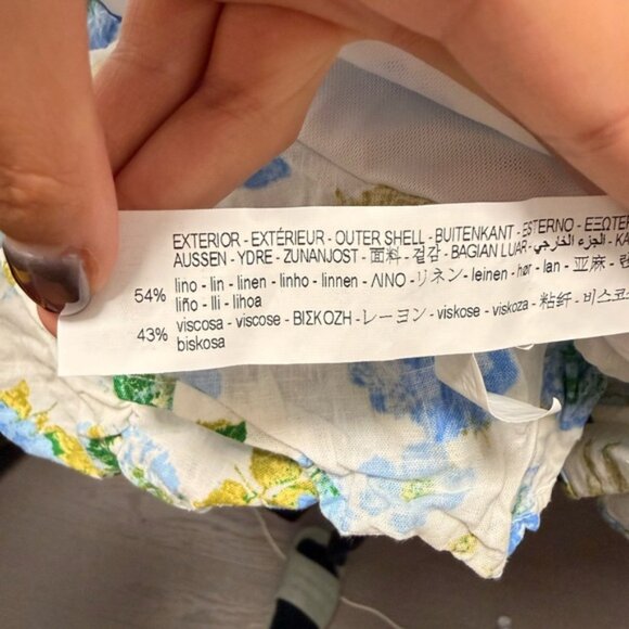 Zara Floral Linen-Blend Mini Dress Flowers Size XS Blogger’s Favourite - Picture 12 of 13